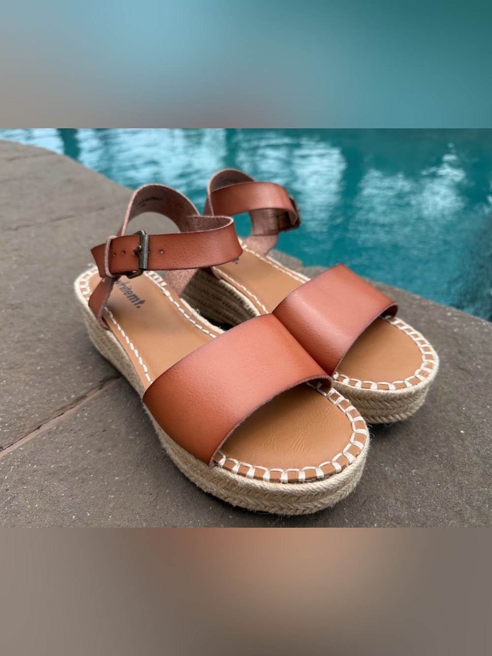 Brown & Tan Espadrille Platform Sandals - NWOT